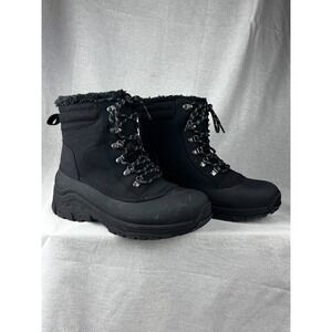 All in Motion Mens Black Faux Fur Lined Winter Snow Boots Size 9 098040084